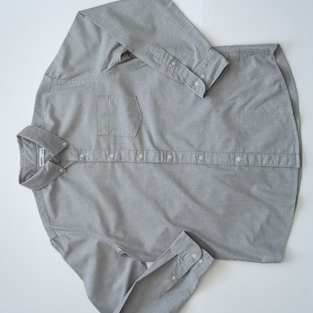 Perfect Length Untucked Button Down Shirt Gray Sonoma Goods For Life size Medium - Picture 10 of 12
